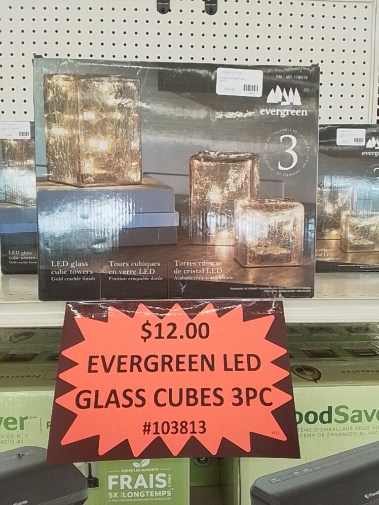 Evergreen LED Glass Cubes 3PC