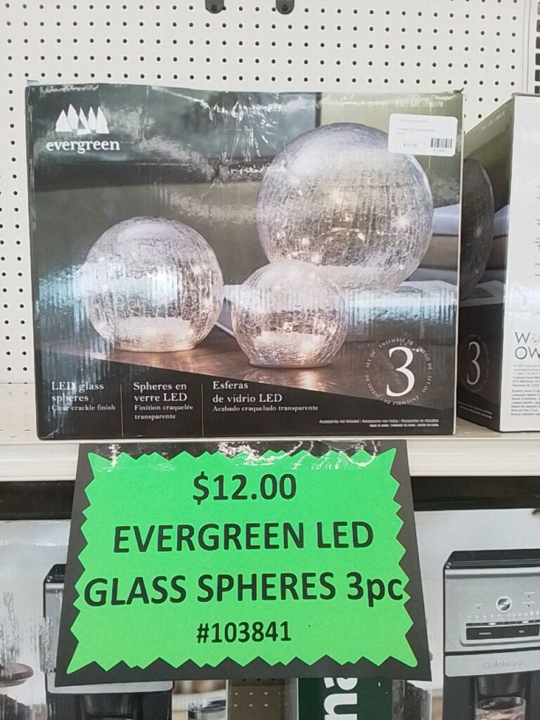Evergreen LED Glass Spheres 3pc