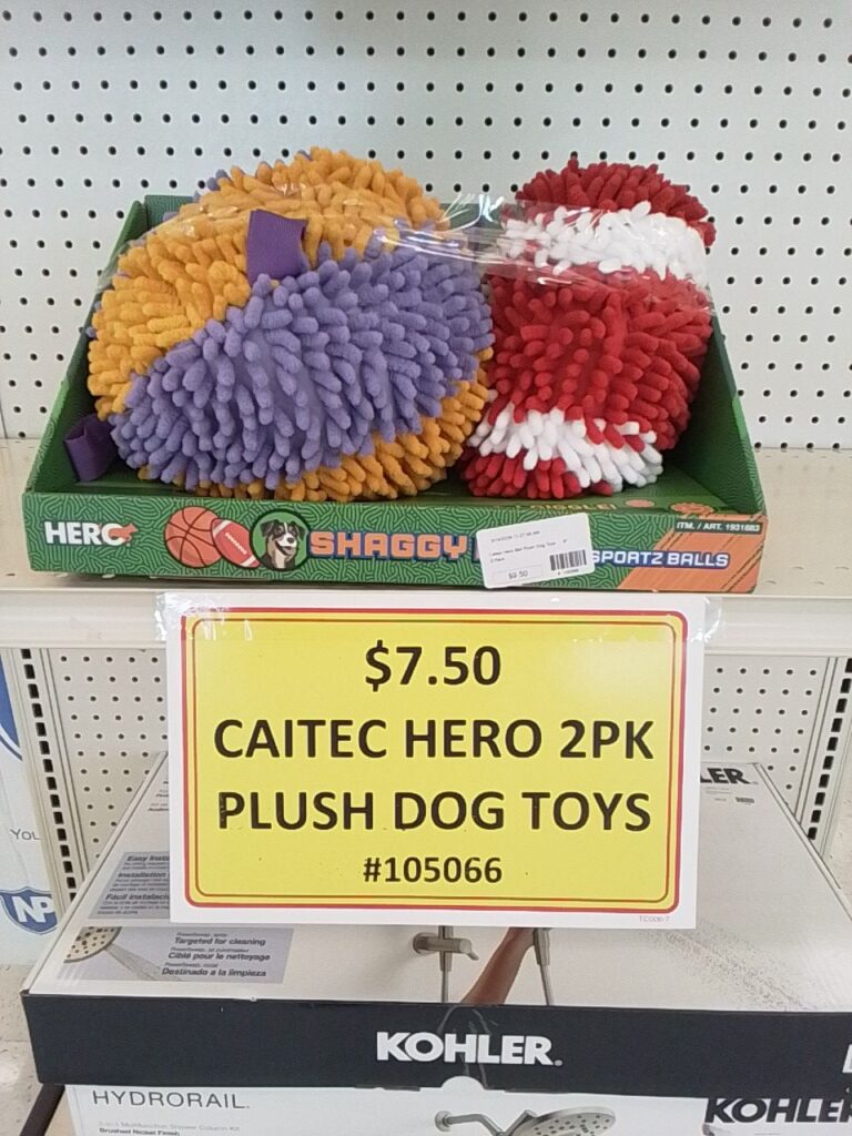 Caitec hero ball plush dog toy 2pk