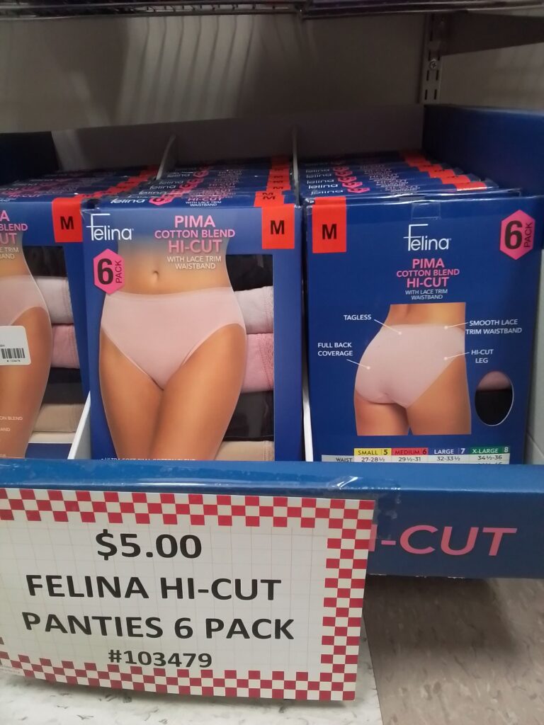 $5.00 - Felina Hi- cut panties 6 pk
